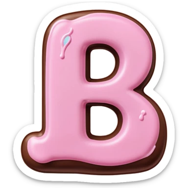 “Single pink bubble letter D, white outline, bottom dipped in chocolate with pink frosting drizzle, kawaii style, glossy, soft shading, clean outline, transparent background, Discord emoji size” sticker