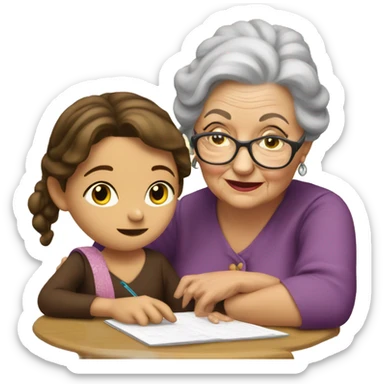 grandma tutoring little gypsy girl sticker