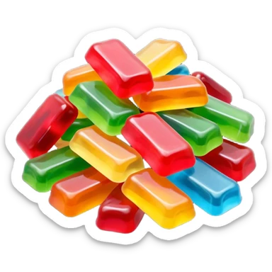 small pile of gummy candies, simple, clear sticker