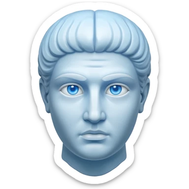 completely white ancient greece marble head sculpture with a blue aura around the background of it sticker