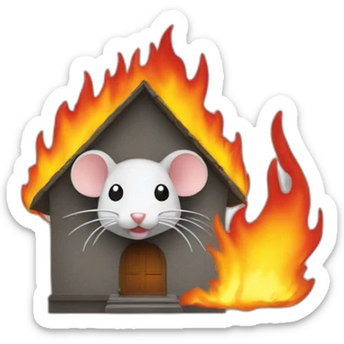 rat in front of house that's on fire sticker