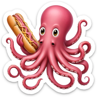 pink spaghetti slop octopus hot dog  sticker