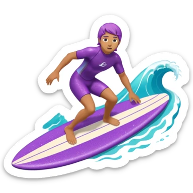 glitter surfer purple surf in wave ocean cian sticker