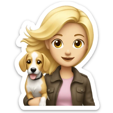 Blonde Girl walking with dog sticker