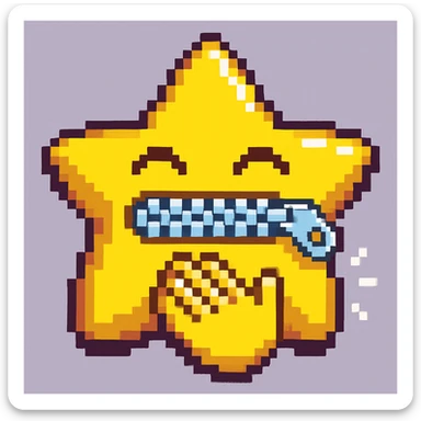 A 100 x 100 pixel emoji depicting applause, featuring a star-shaped mouth with a zipper, inspired by the attached image. The star should be stylized to look like it is clapping. The emoji should be in the same style as the reference image. sticker