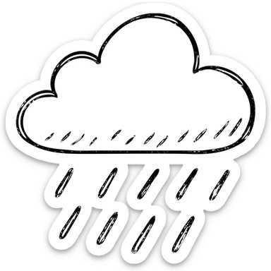 hand-drawn outlined rain icon, sketchy look sticker