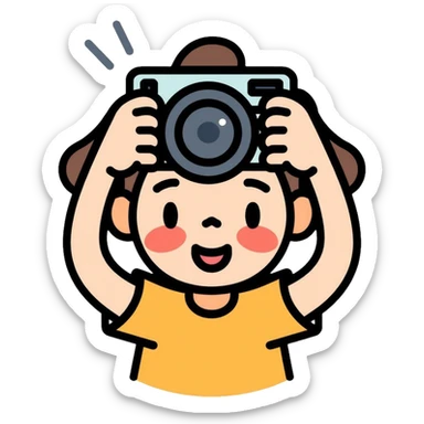 child taking a photo sticker