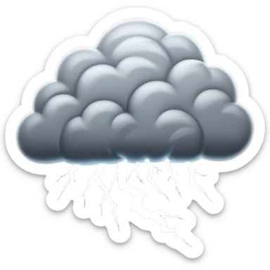 Cinematic Realistic Thunderstorm Emoji, Dark and dramatic, with swirling gray clouds illuminated by occasional flashes of lightning. The air crackles with energy as the storm builds, while heavy rain cascades down in sheets. Soft glowing outline, capturing the essence of power, intensity, and natural fury in a breathtaking thunderstorm! sticker