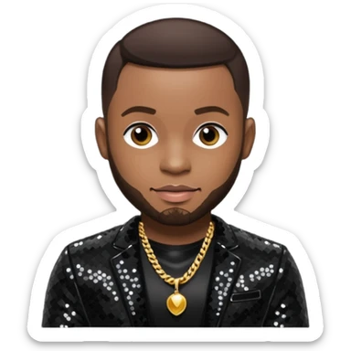 Pleasure P from Pretty Ricky with dark brown hair, black sequin outfit sticker