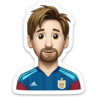 Lionel messi with medal around his neck kissing the world cup sticker