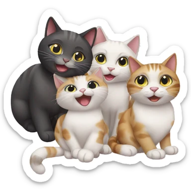 four cats having a party sticker