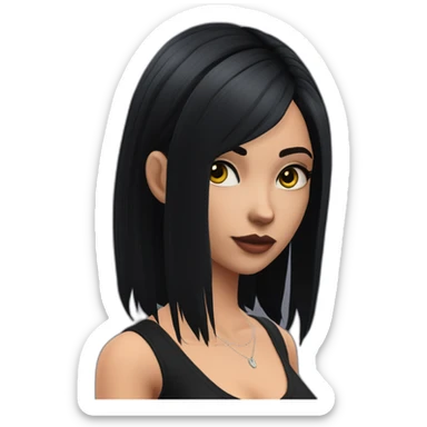 Sims+4+Anime+Cassandra+Goth-girl-dark-hair-black-tshirt+perfectly-centered sticker