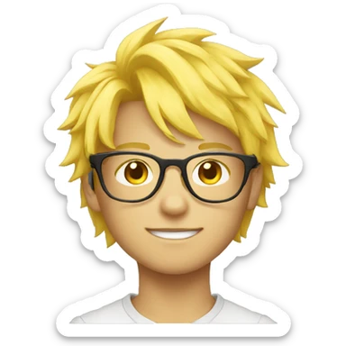 handsome kid with glases and yellow hair saiya sticker