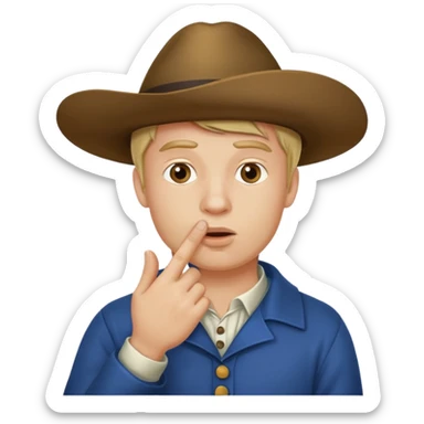 Generate a Dutchman holding his finger to his mouth. Like a secret. PNG on a transparent background. sticker