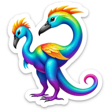 Abstract elemental colorful shiny exotic tropical La Creatura Fakémon full body sticker