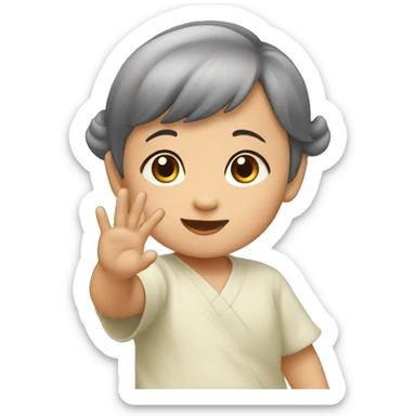 asian baby girl waving arm sticker