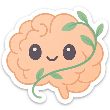 Remove the background so the brain with vine is on a transparent background, keeping the warm, inviting, positive mental health vibe. sticker