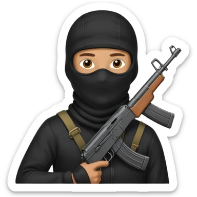 Hombre con pasamontañas con ak47 sticker