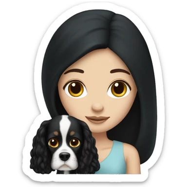 white girl with black hair holding king charles sticker