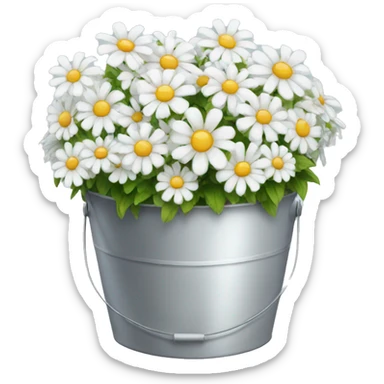 White flowers bucket sticker