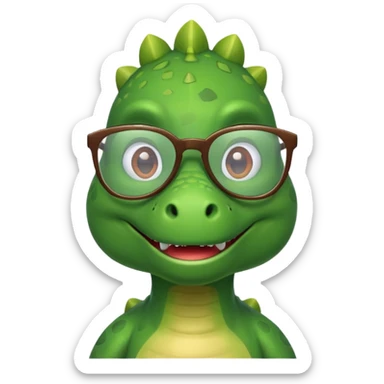 green dino wearing glasses sticker