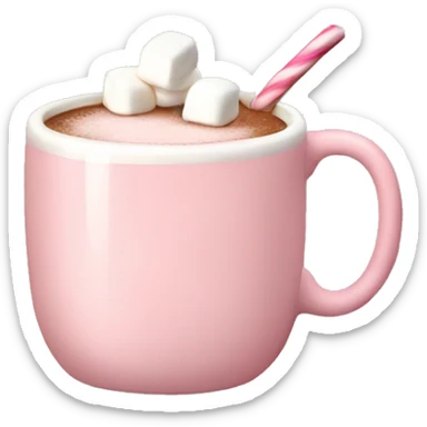 Light Pink mug of hot chocolate with marshmallows  sticker