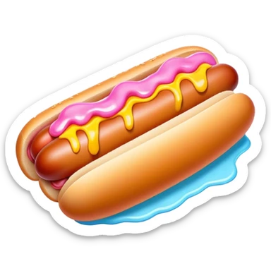 Melting neon ice cream hot dog  sticker