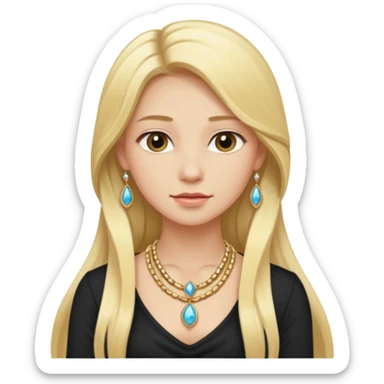 realistic portrait of a melefic alchemist with jewelry and long blond hair tight  sticker
