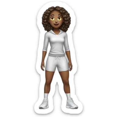 Athletic woman clothed in loose-fitting thin opaque garments sticker