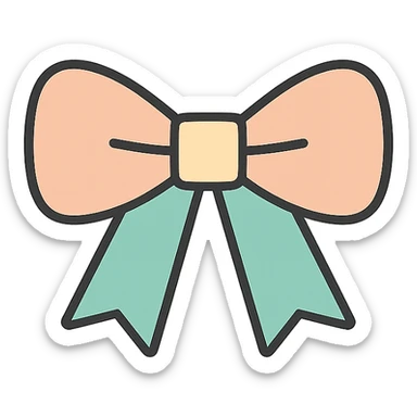 minimalistic bow representing selfcare, gentle and soothing, soft colors sticker