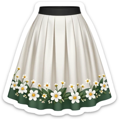 create a white with little flowers midi skirt whituot pleats sticker