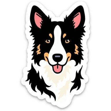 Border collie dog with only one black ear sticker