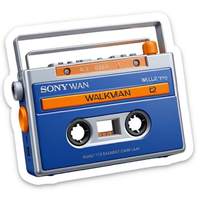 Sony Walkman TPS-L2 portable cassette player from 1979, blue and silver with orange buttons sticker