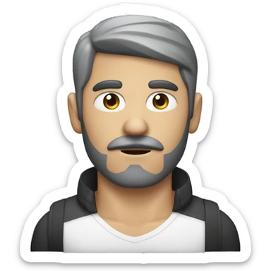 dark hair dark eye man with short mustache holding game controller sticker