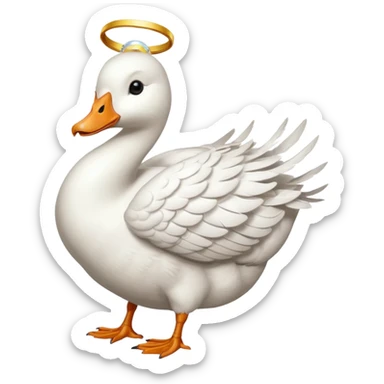 a goose with a halo sticker