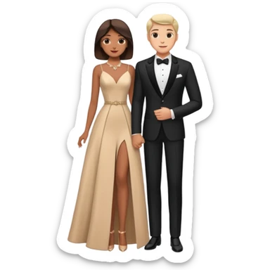 full-length romantic couple in evening outfits sticker