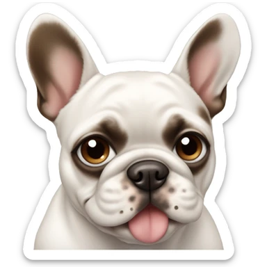 Frenchie with one blue eye and one brown eye smiling  sticker