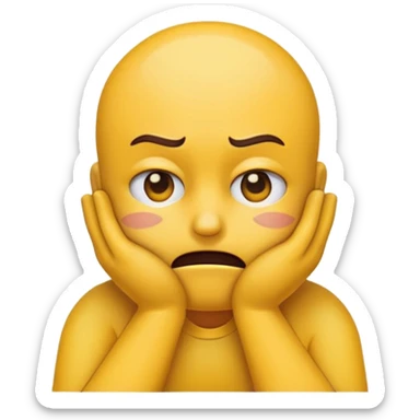 Can do an emoji face that looks stressed and annoyed with hands gripping in neck sticker