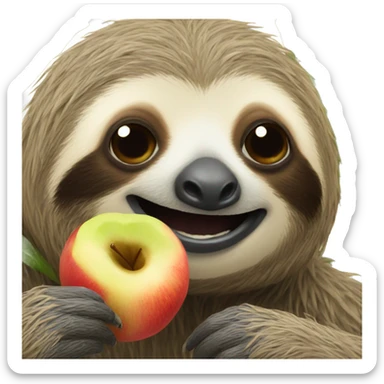 sloth eating an apple sticker