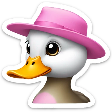 Duck wearing a pink hat  sticker
