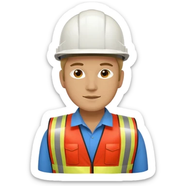 Arquitecto con casco blanco pero con chaleco de color rojo y cinta reflectiva de color dorado, no utilices el color anaranjado sticker