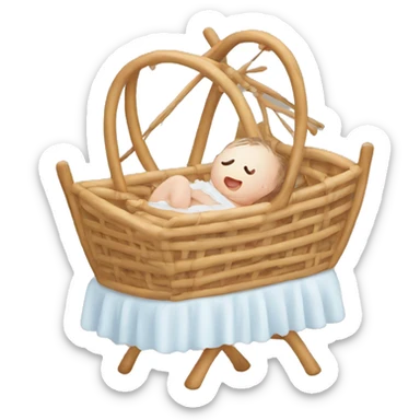 Newborn in a rattan cradle sticker