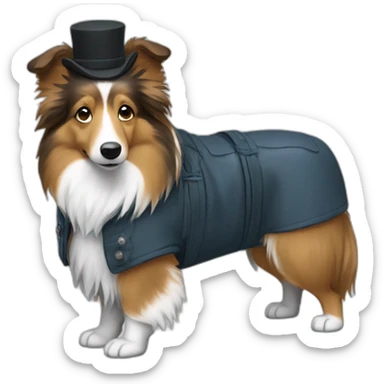 Sheltie with sherlock holms outfit sticker