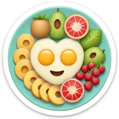 Vegetarian breakfast emoji icon, flat vector, minimal design, pastel colors, iOS emoji style, centered, transparent background, no eggs, no meat.” sticker