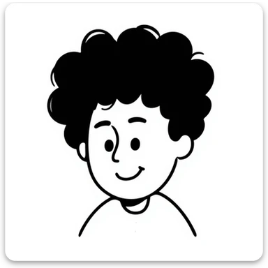 Simple hand-drawn afro hairstyle with a happy face sticker