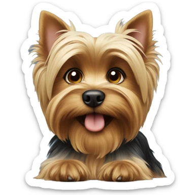 Yorkshire terrier gives a paw  sticker