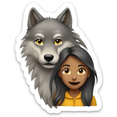 wolf with girl sticker
