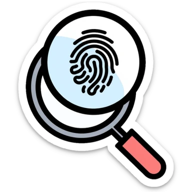 magnifying glass with fingerprint inside sticker