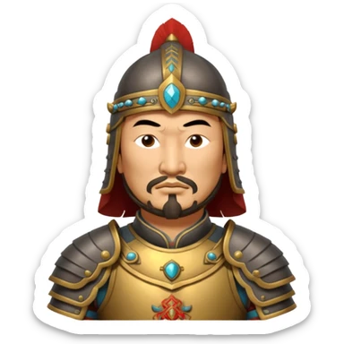 portrait of Genghis Khan in armor rotated 45 degrees to the right sticker