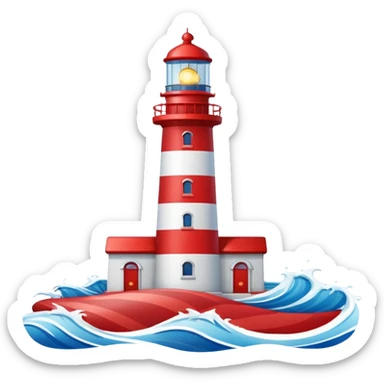 lighthouse emoji with waves, apple style sticker